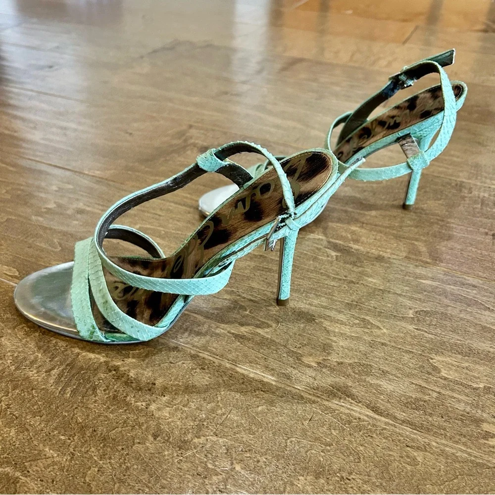 Sam Edelman Women’s Abbott Snakeskin Print High Heel Blue Size 8 Used Girly